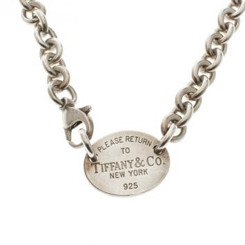 Pre Owned Tiffany & Co Return To Tiffany Oval Tag Silver Necklace 