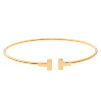 Pre Owned Tiffany & Co. T Narrow Wire Rose Gold Bracelet