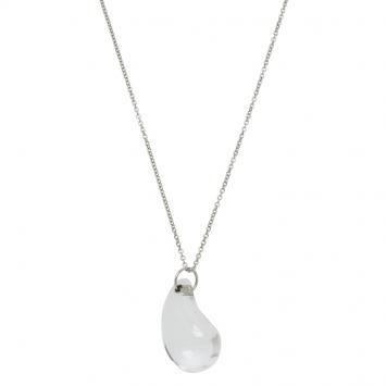 Pre Owned Tiffany & Co. Elsa Peretti Teardrop Rock Crystal Platinum Necklace 