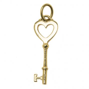 Pre Owned Tiffany & Co. Key Heart Mini Yellow Gold Pendant