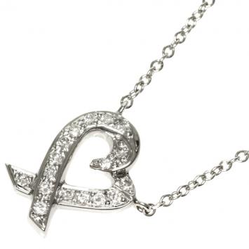 Pre Owned Tiffany & Co. Paloma Picasso Loving Heart Diamond Platinum Pendant Necklace