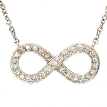 Pre Owned Tiffany & Co. Infinity Diamond & Platinum Pendant Chain Necklace