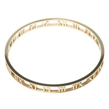 Pre Owned Tiffany & Co. Atlas 18k Yellow Gold Open Narrow Bangle 19cm