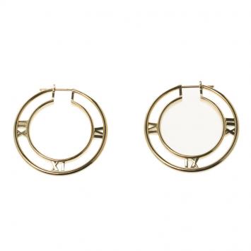 Pre Owned Tiffany & Co. Atlas 18k Yellow Gold Medium Hoop Earrings