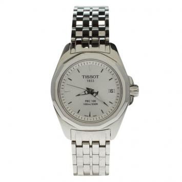 Pre Owned Tissot Silver Stainless Steel PRC 100 Women's Wristwatch 28MM