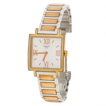 Pre Owned Tissot Silver Stainless Steel & Rose Gold Finish T-Trend Happy Chic Women's Wristwatch 29MM