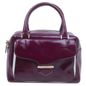 Pre Owned Tod's Purple Glossy Leather Small Military Bowler Bag