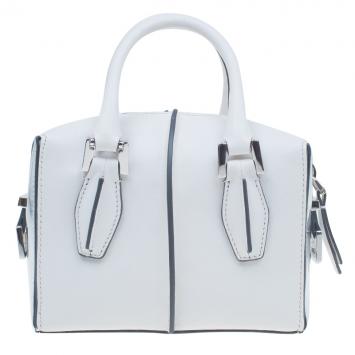 Pre Owned Tod's White Leather Micro D-Cube Bowler Bag