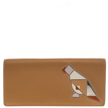 Pre Owned Tod's Beige Leather Radar Detail Long Wallet