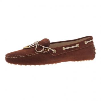 Pre Owned Tod's Brown Suede Bow Loafers Size 40