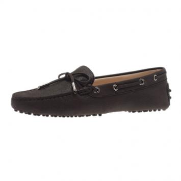 Pre Owned Tod's Brown Leather Bow Loafers Size 40