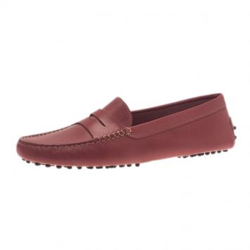 Pre Owned Tod's Pink Leather Penny Loafers Size 41