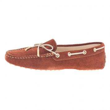 Pre Owned Tod's Brown Suede Bow Loafers Size 38