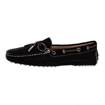 Pre Owned Tod's Black Suede Bow Loafers Size 39