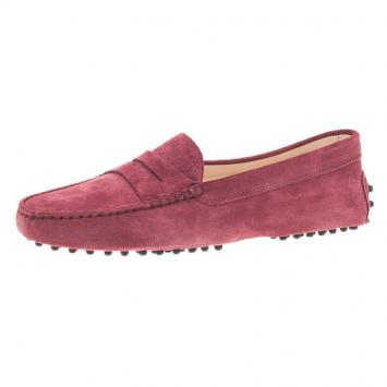 Pre Owned Tod's Purple Suede Penny Loafers Size 38.5