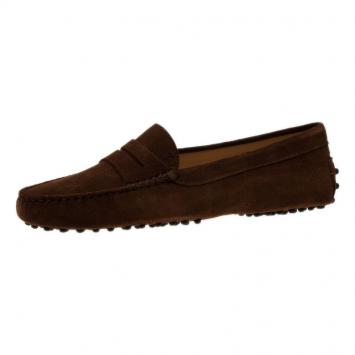 Pre Owned Tod's Brown Suede Penny Loafers Size 39.5