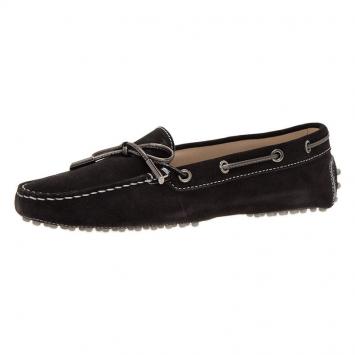 Pre Owned Tod's Black Suede Bow Loafers Size 38