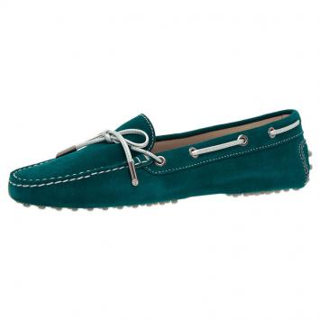 Pre Owned Tod's Teal Suede Bow Loafers Size 40