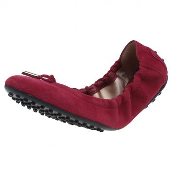Pre Owned Tod's Pink Suede Ballet Bow Ballet Flats Size 37.5 