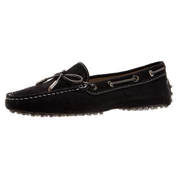 Pre Owned Tod's Black Suede Bow Loafers Size 38