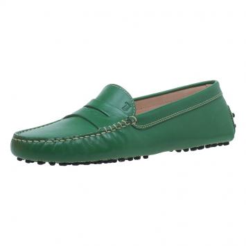 Pre Owned Tod's Green Leather Penny Loafers Size 38.5
