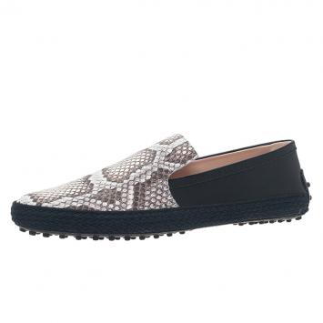 Pre Owned Tod's Black Snake Print Leather Gommini Loafers Size 40