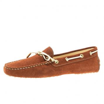 Pre Owned Tod's Brown Suede Bow Loafers Size 39