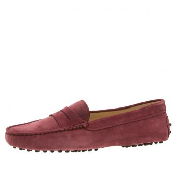 Pre Owned Tod's Maroon Suede Penny Loafers Size 38.5