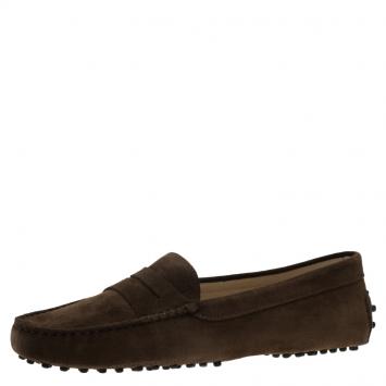 Pre Owned Tod's Brown Suede Penny Loafers Size 40