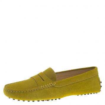 Pre Owned Tod's Green Suede Penny Loafers Size 39