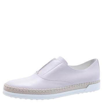 مملوكة مسبقًا Tod's Blush Pink Leather Francesina Slip On Espadrille Sneakers 38