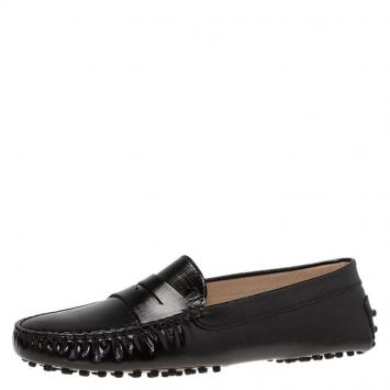 Pre Owned Tod's Black Leather Penny Loafers Size 38.5