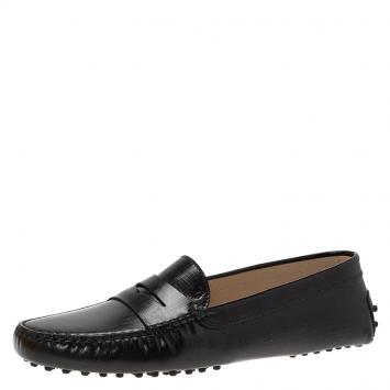 Pre Owned Tod's Black Patent Penny Loafers Size 40.5