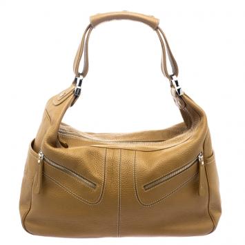 Pre Owned Tod's Tan Leather Miky Hobo