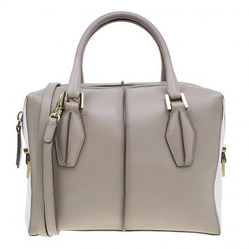Pre Owned Tod's Beige/Pink Leather Small D-Cube Bowler Bag