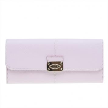 Pre Owned Tod's Light Pink Leather Foldover Logo Wallet