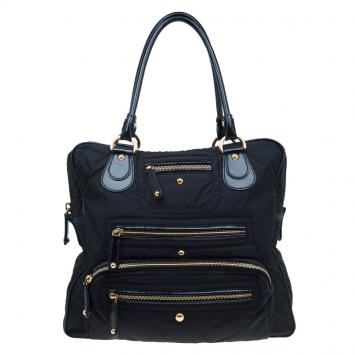 Pre Owned Tod's Black Nylon and Leather Pashmy Pocket Media D Tote
