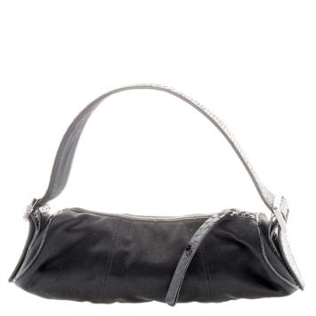 مملوكة مسبقًا Tod's Black Canvas and Python Pochette Bag