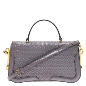 Pre Owned Tod's Grey Embossed Patent Leather Crossbody Bag