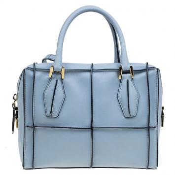 Pre Owned Tod's Quilted Carolina Blue Leather Small D-Cube Bowler Bag