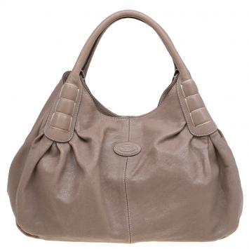 Pre Owned Tod's Beige Leather Ivy Sacca Media Tote