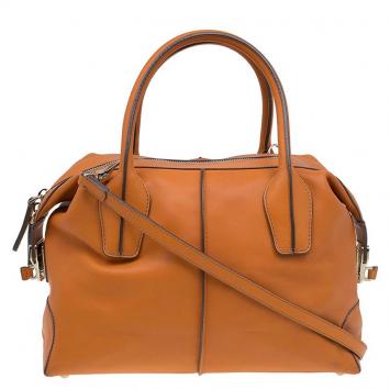 Pre Owned Tod's Orange Leather D Cube Bowler Bag