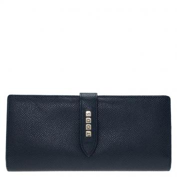 Pre Owned Tod's Dark Blue Leather Continental Wallet