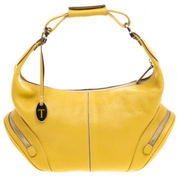 Pre Owned Tod's Yellow Leather Charlotte Hobo