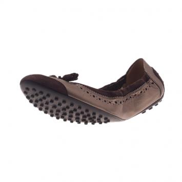 Pre Owned Tod's Two Metallic Tassel Brogue Ballet Flats Size 40