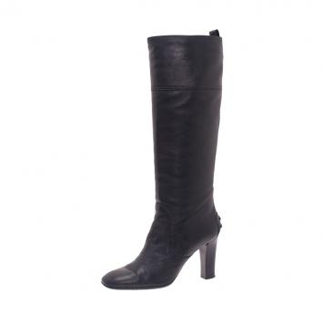 Pre Owned Tod's Black Leather Tall Boots Size 38