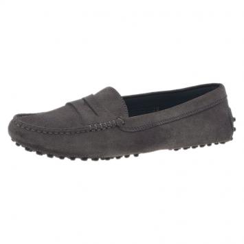 Pre Owned Tod's Grey Suede Penny Loafers Size 38