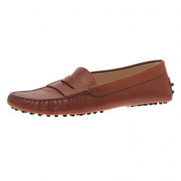 Pre Owned Tod's Brown Leather Penny Loafers Size 38 