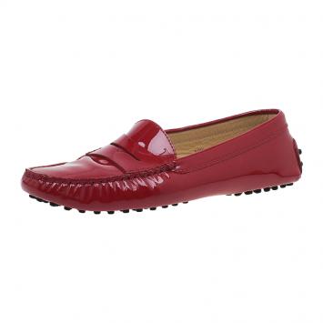 Pre Owned Tod's Red Patent Penny Loafers Size 38.5