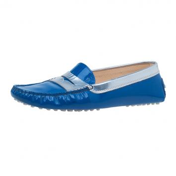 Pre Owned Tod's Two Tone Patent Penny Loafers Size 39.5